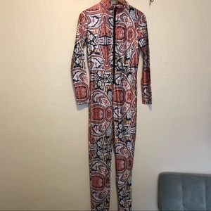 70s style printed jumpsuit